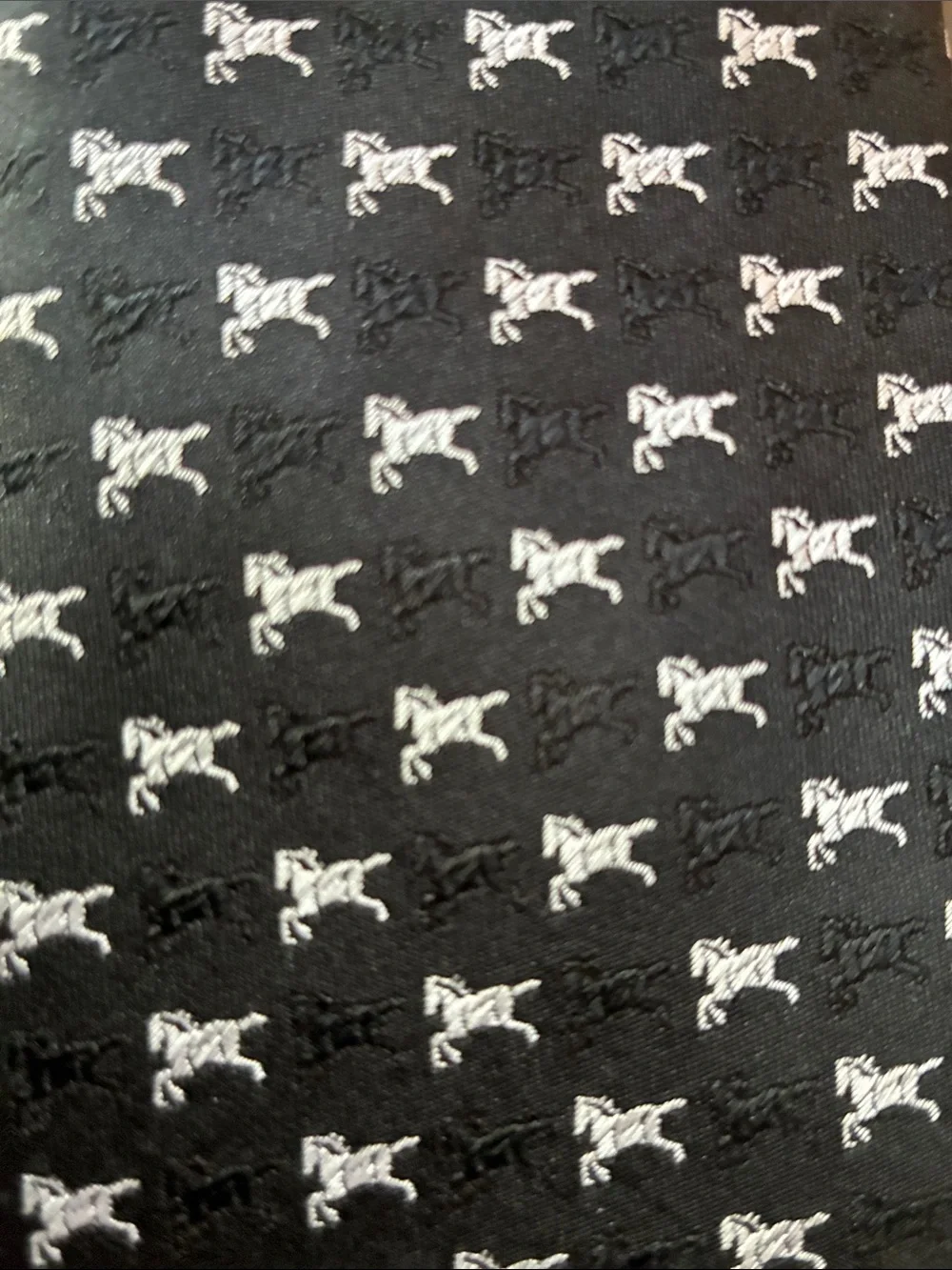 Black Silk Men's Woven Horse Pony Pattern Tie